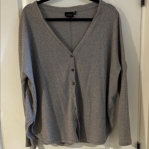 Urban Outfitters Gray Waffle Cardigan Sweater